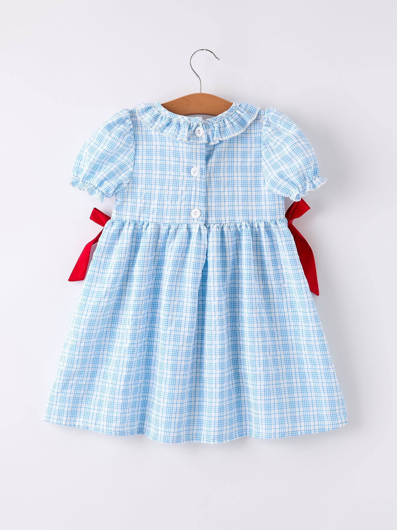 Back To School Blue Plaid Girls Cotton Dress