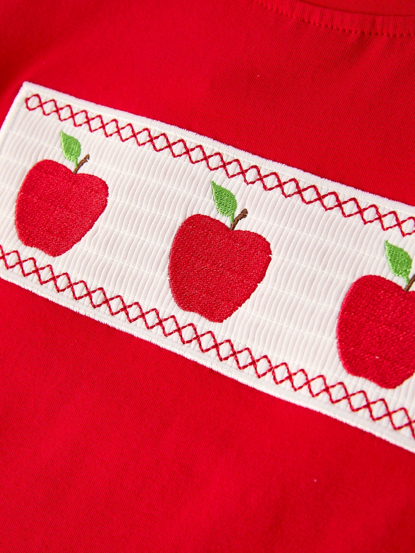 Boys Back to School Smock Embroidered Apple Set