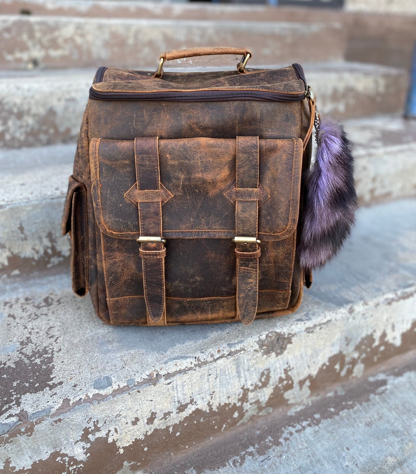 Small Rustic Leather Backpack