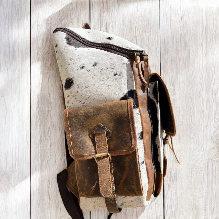 Vintage cowhide & leather backpack