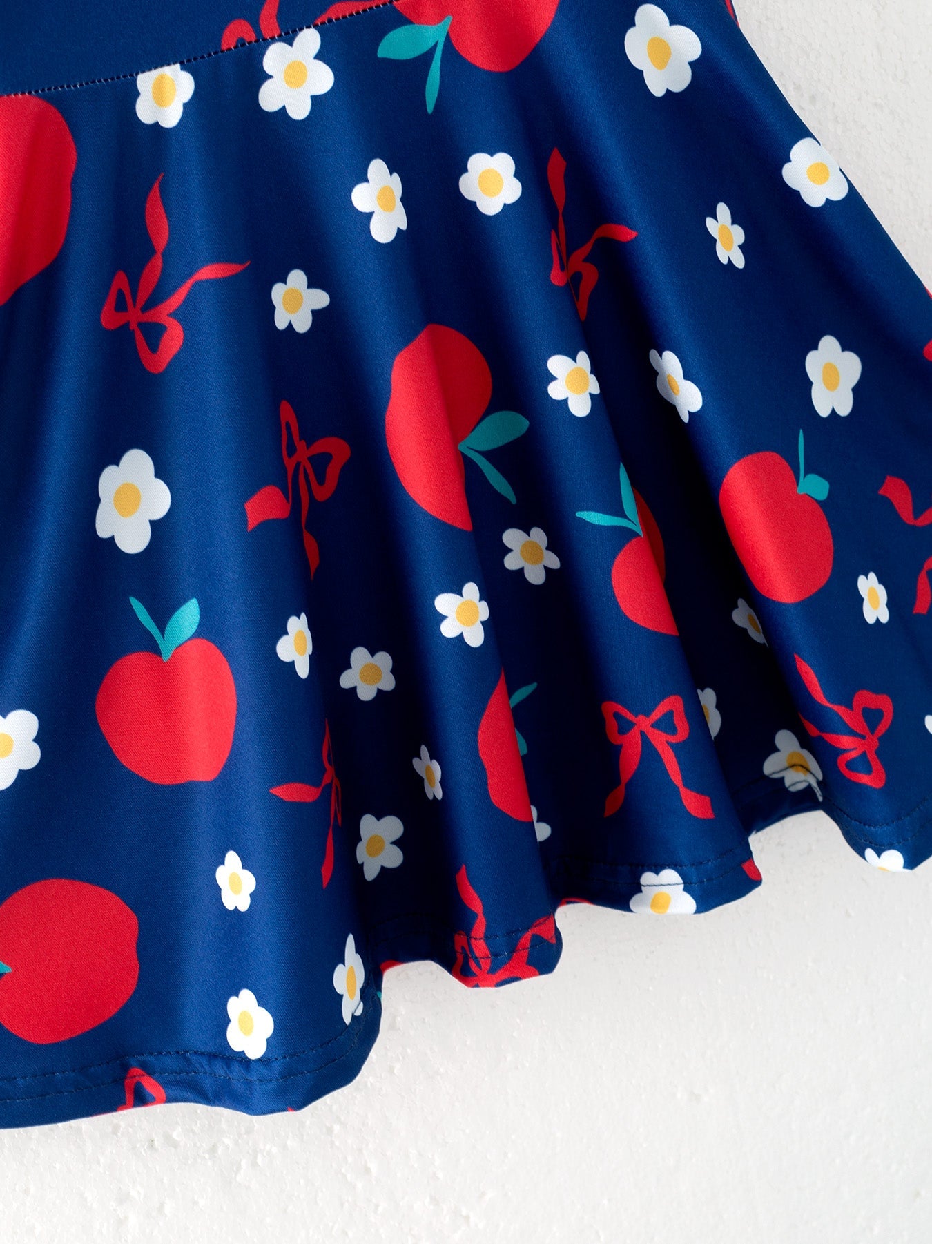 Navy Apple Floral Girls Back to School Dress