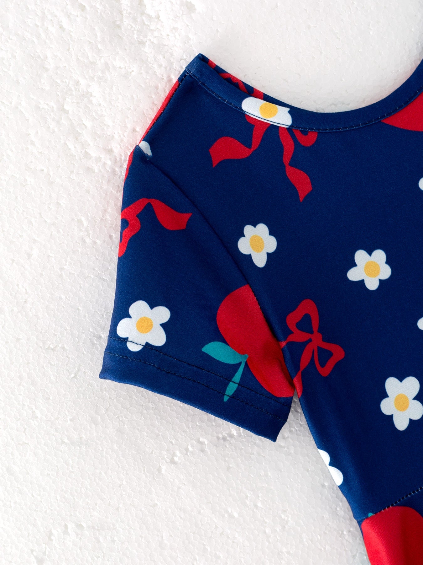 Navy Apple Floral Girls Back to School Dress