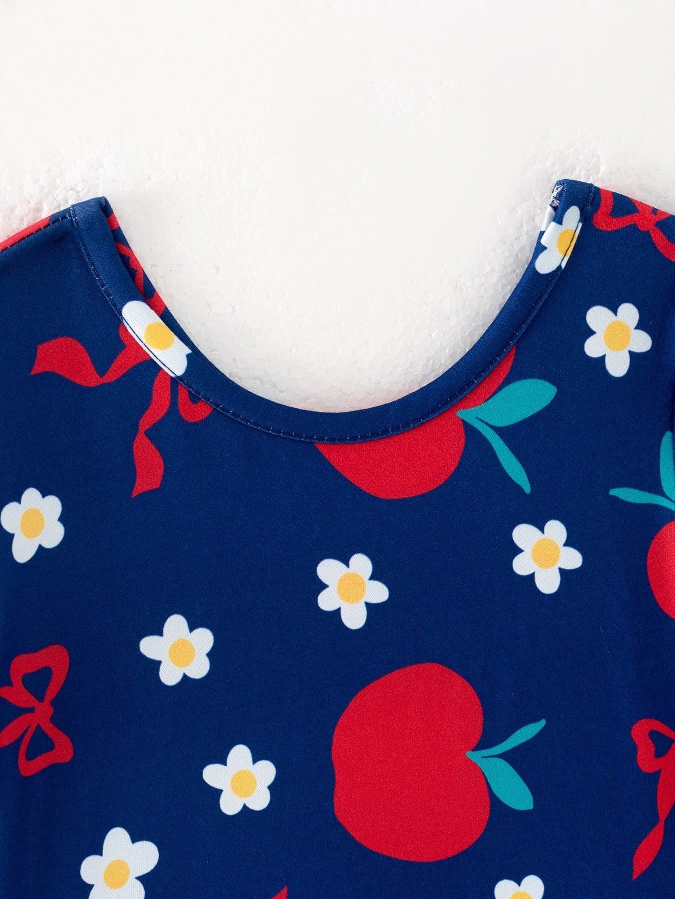Navy Apple Floral Girls Back to School Dress