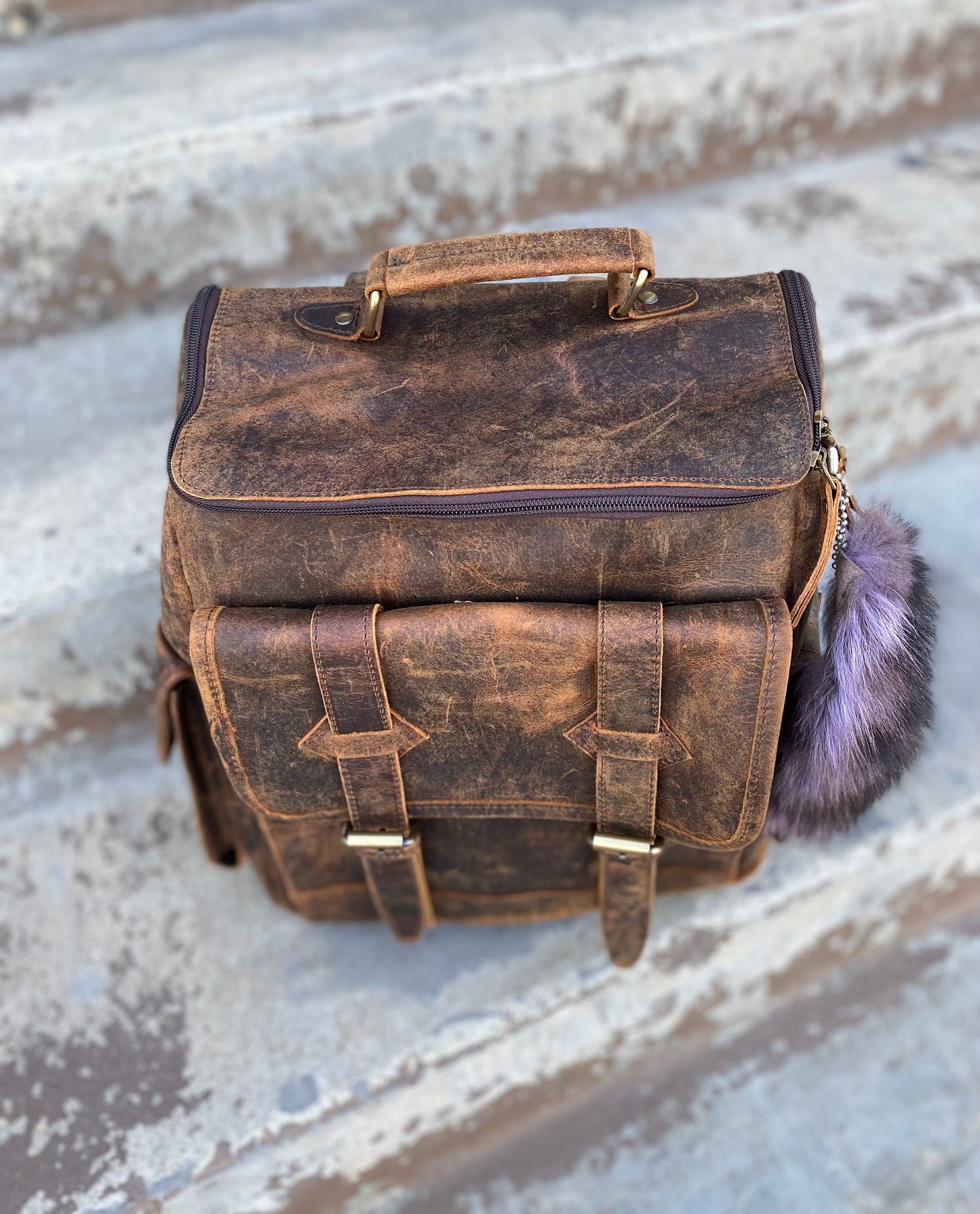Small Rustic Leather Backpack