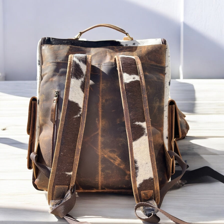 Vintage cowhide & leather backpack