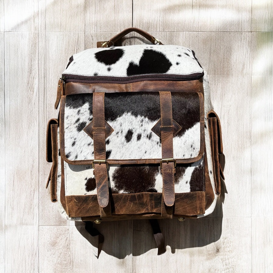Vintage cowhide & leather backpack