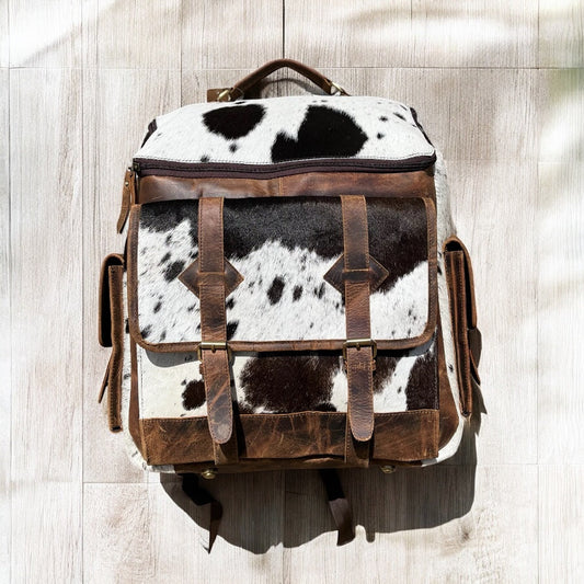 Vintage cowhide & leather backpack