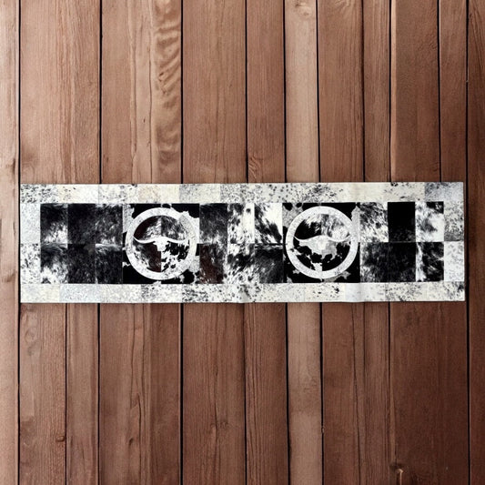 Longhorn cowhide patchwork runner rug 8x2’