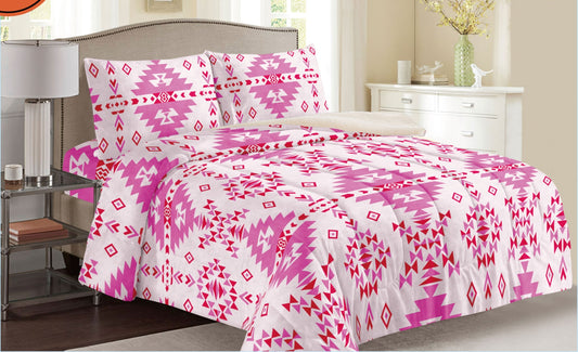Pink Aztec Inspired 3pc Sherpa Blanket