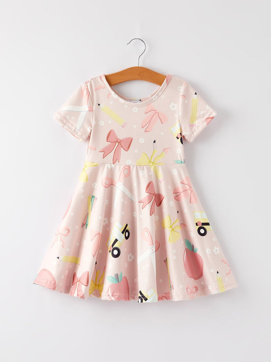 Back to School Print Girls Dress