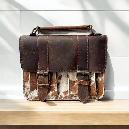 Mini vintage cowhide crossbody bag