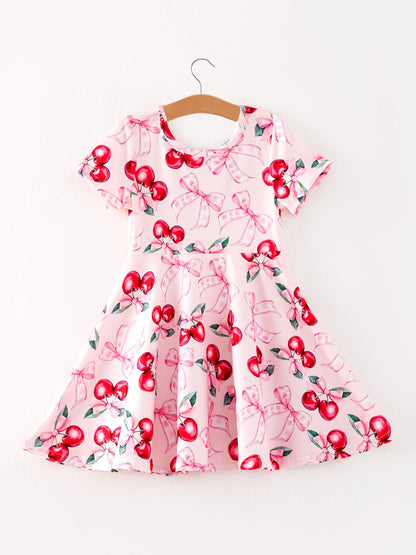 Bow Cherry Cute Girls Dress