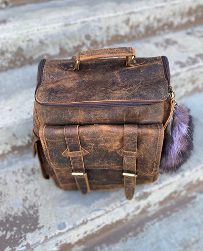 Small Rustic Leather Backpack