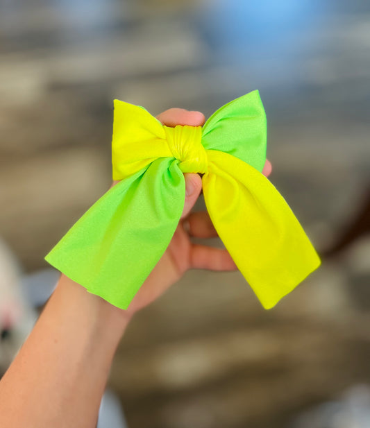 Neon Green/Yellow Color Block Quinn Bow