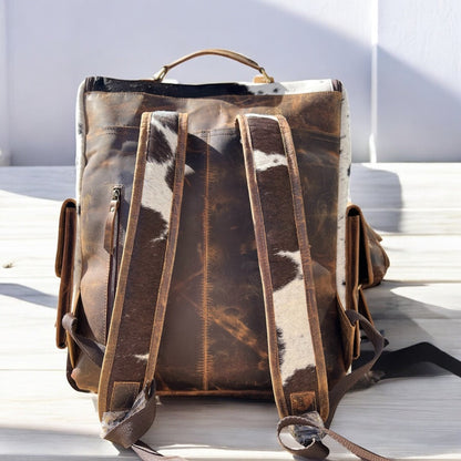 Vintage cowhide & leather backpack