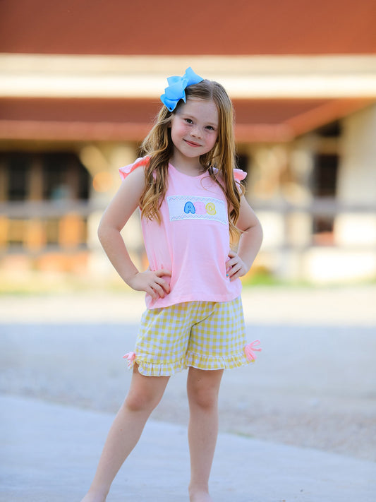 Back To School Girls "ABC" Embroidered Ruffle Set