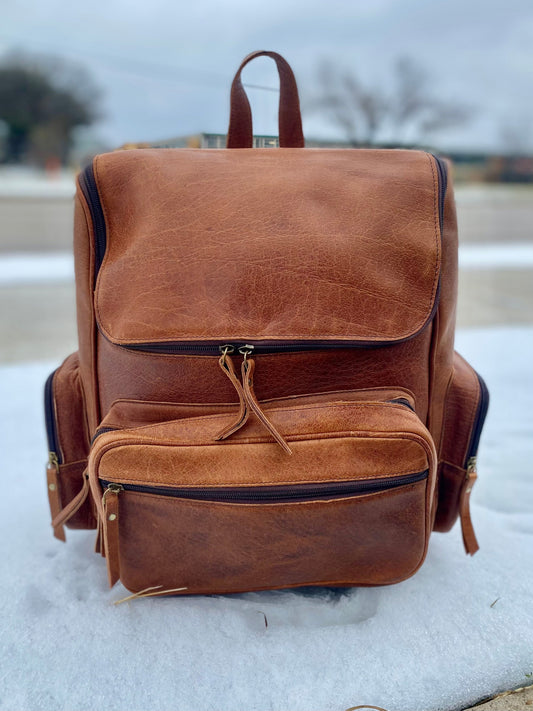 Marble Leather Backpack