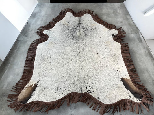 Brown Fringe Cowhide Rug