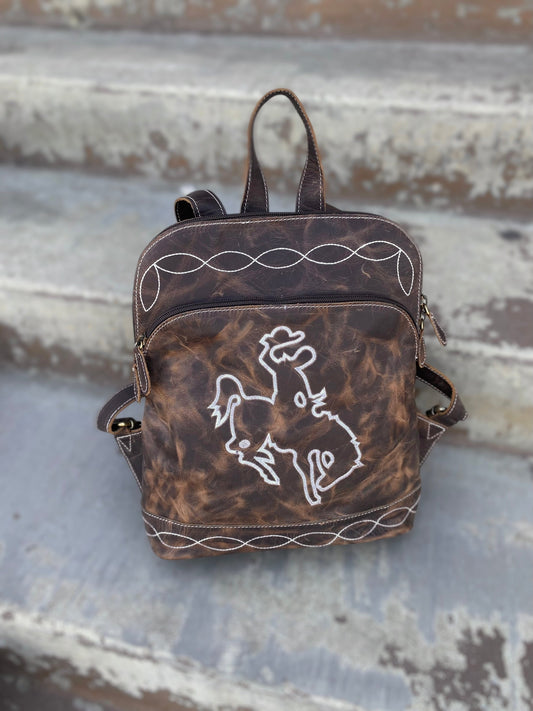Mini Vintage Leather Bucking Horse Backpack