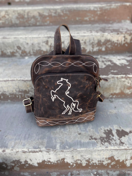 Mini Vintage Leather Horse Backpack