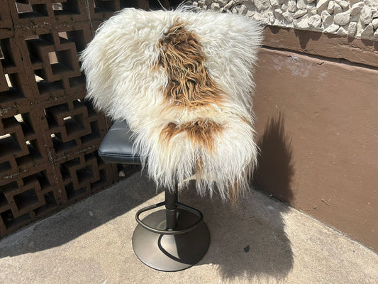 Brown & White Icelandic Sheepskin Rug 2x3'